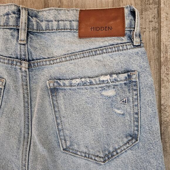 Hidden Jeans Wide Leg Distressed Button Fly Denim Women’s 25 Light Wash Grunge - Picture 10 of 14